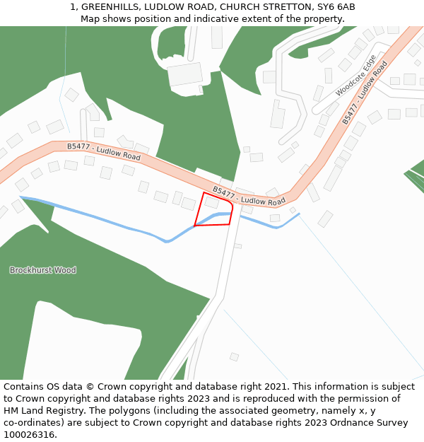 1, GREENHILLS, LUDLOW ROAD, CHURCH STRETTON, SY6 6AB: Location map and indicative extent of plot