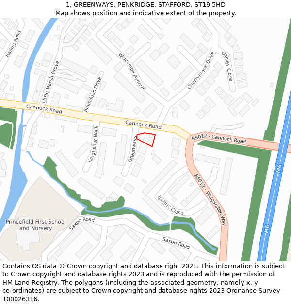 1, GREENWAYS, PENKRIDGE, STAFFORD, ST19 5HD: Location map and indicative extent of plot