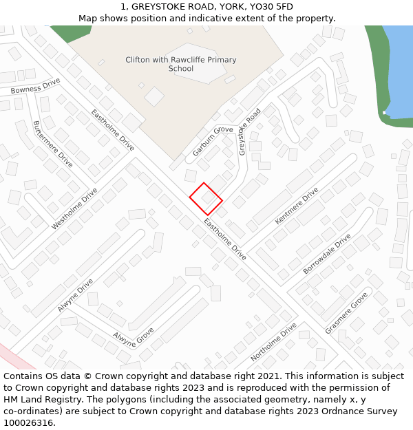 1, GREYSTOKE ROAD, YORK, YO30 5FD: Location map and indicative extent of plot