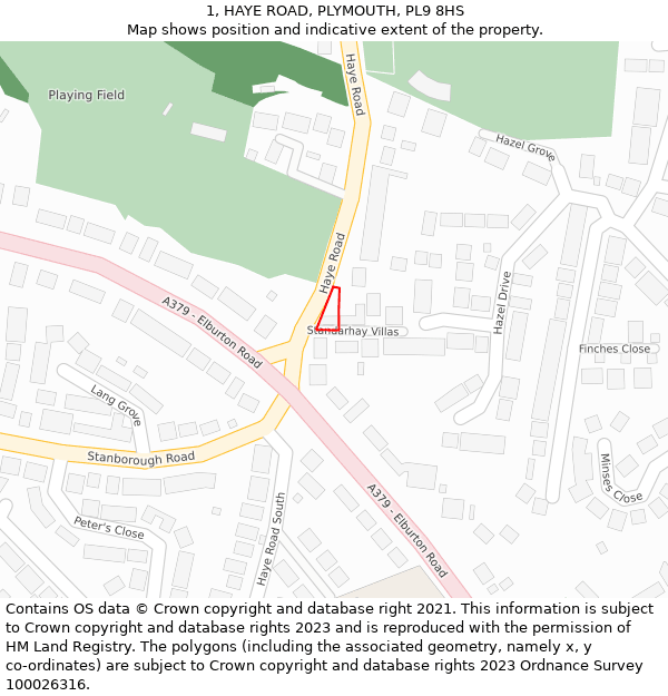 1, HAYE ROAD, PLYMOUTH, PL9 8HS: Location map and indicative extent of plot