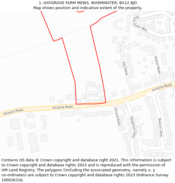 1, HAYGROVE FARM MEWS, WARMINSTER, BA12 8JD: Location map and indicative extent of plot