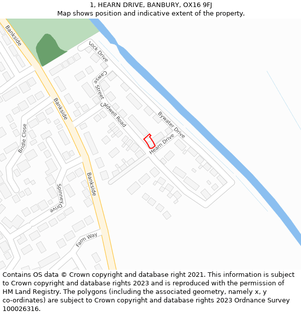 1, HEARN DRIVE, BANBURY, OX16 9FJ: Location map and indicative extent of plot