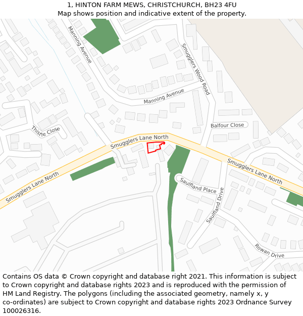 1, HINTON FARM MEWS, CHRISTCHURCH, BH23 4FU: Location map and indicative extent of plot