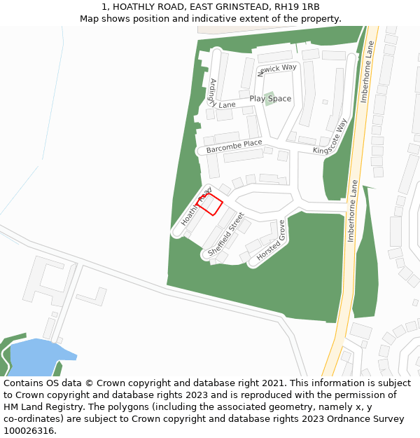 1, HOATHLY ROAD, EAST GRINSTEAD, RH19 1RB: Location map and indicative extent of plot