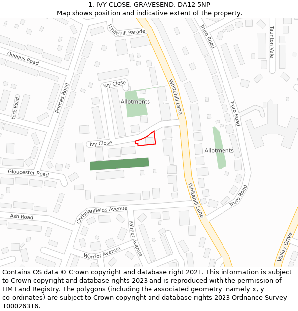 1, IVY CLOSE, GRAVESEND, DA12 5NP: Location map and indicative extent of plot
