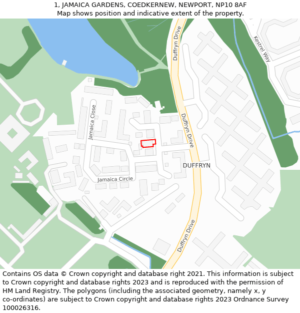 1, JAMAICA GARDENS, COEDKERNEW, NEWPORT, NP10 8AF: Location map and indicative extent of plot