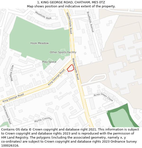 1, KING GEORGE ROAD, CHATHAM, ME5 0TZ: Location map and indicative extent of plot