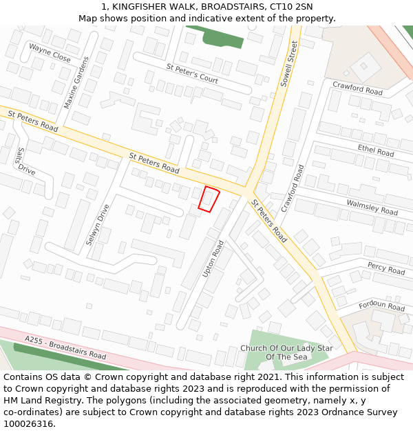 1, KINGFISHER WALK, BROADSTAIRS, CT10 2SN: Location map and indicative extent of plot