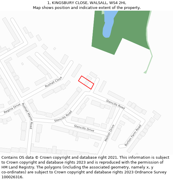 1, KINGSBURY CLOSE, WALSALL, WS4 2HL: Location map and indicative extent of plot