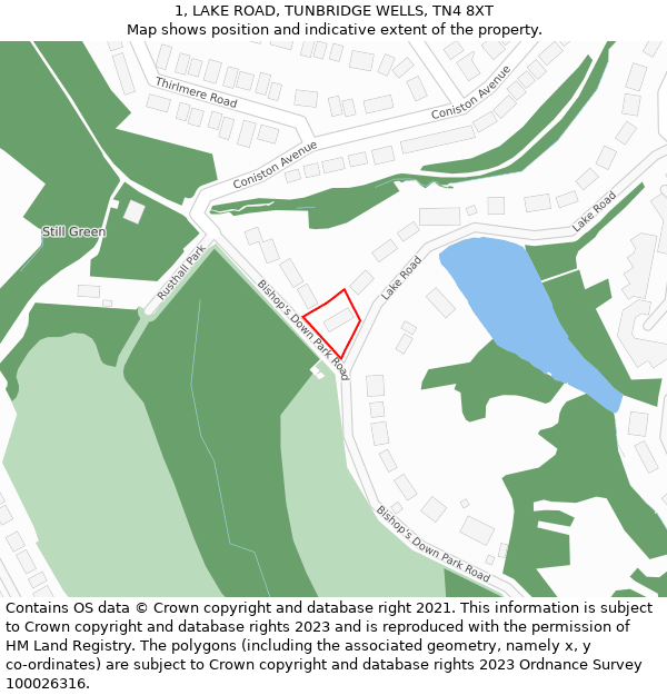 1, LAKE ROAD, TUNBRIDGE WELLS, TN4 8XT: Location map and indicative extent of plot