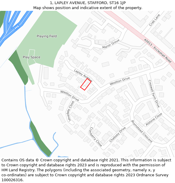 1, LAPLEY AVENUE, STAFFORD, ST16 1JP: Location map and indicative extent of plot