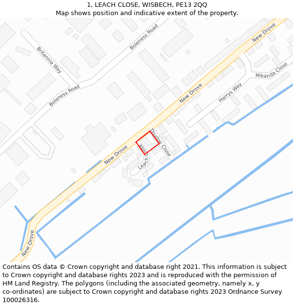 1, LEACH CLOSE, WISBECH, PE13 2QQ: Location map and indicative extent of plot