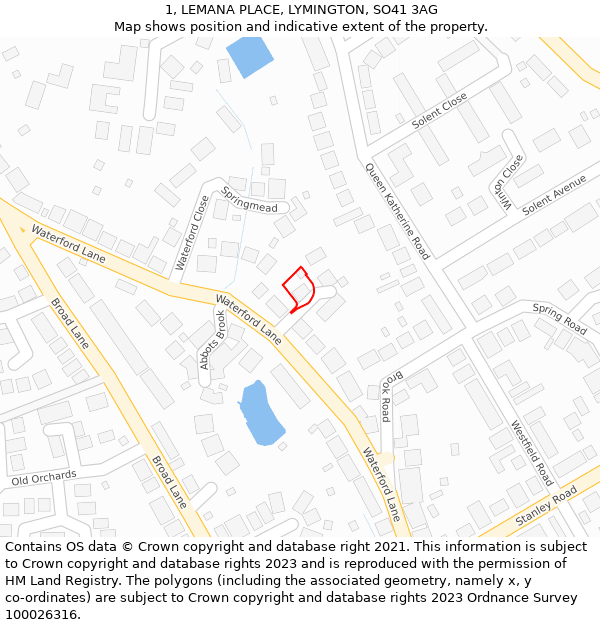 1, LEMANA PLACE, LYMINGTON, SO41 3AG: Location map and indicative extent of plot