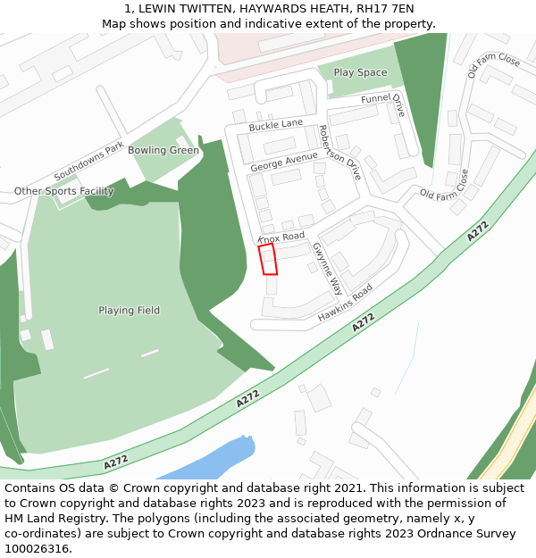 1, LEWIN TWITTEN, HAYWARDS HEATH, RH17 7EN: Location map and indicative extent of plot