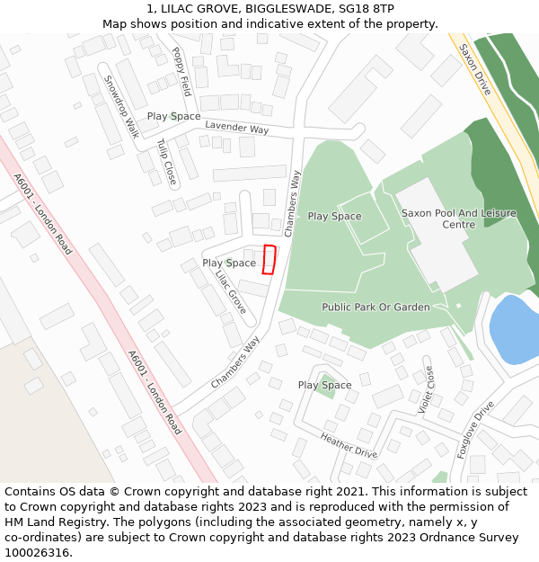 1, LILAC GROVE, BIGGLESWADE, SG18 8TP: Location map and indicative extent of plot