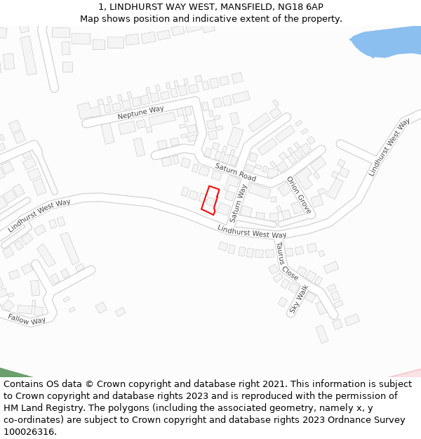 1, LINDHURST WAY WEST, MANSFIELD, NG18 6AP: Location map and indicative extent of plot