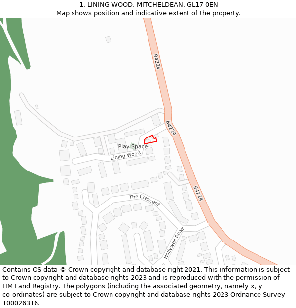 1, LINING WOOD, MITCHELDEAN, GL17 0EN: Location map and indicative extent of plot