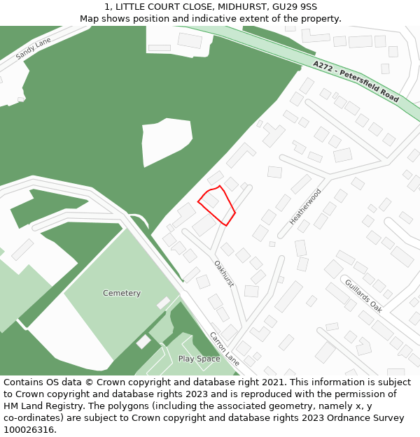 1, LITTLE COURT CLOSE, MIDHURST, GU29 9SS: Location map and indicative extent of plot