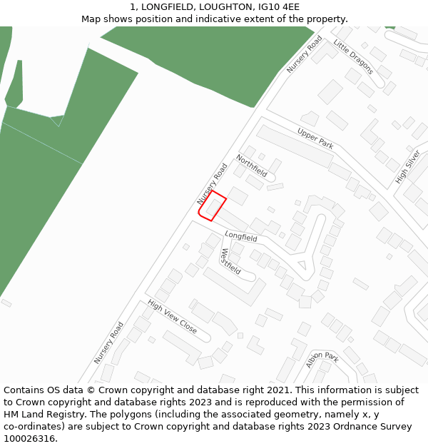 1, LONGFIELD, LOUGHTON, IG10 4EE: Location map and indicative extent of plot