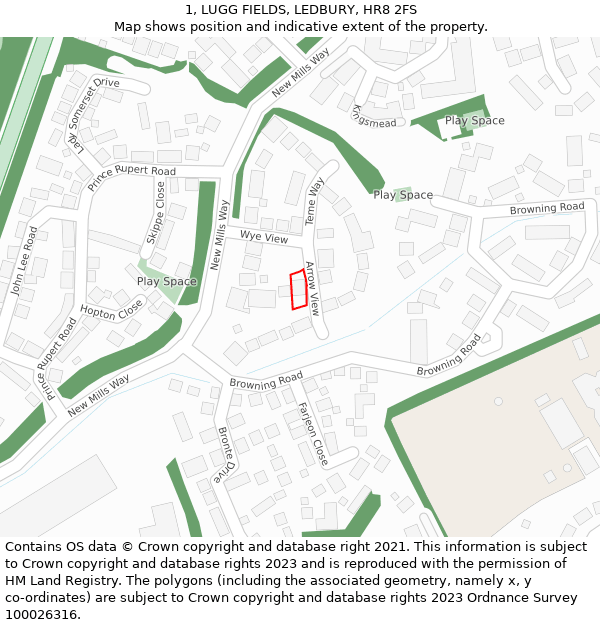 1, LUGG FIELDS, LEDBURY, HR8 2FS: Location map and indicative extent of plot