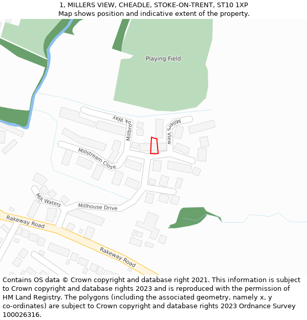 1, MILLERS VIEW, CHEADLE, STOKE-ON-TRENT, ST10 1XP: Location map and indicative extent of plot