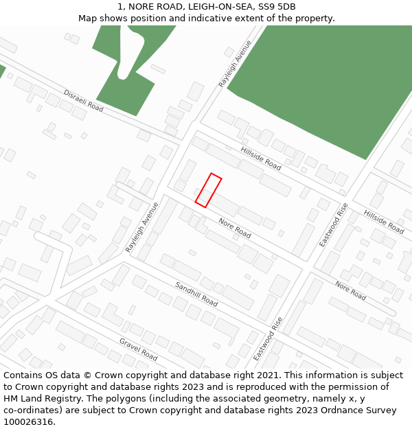 1, NORE ROAD, LEIGH-ON-SEA, SS9 5DB: Location map and indicative extent of plot