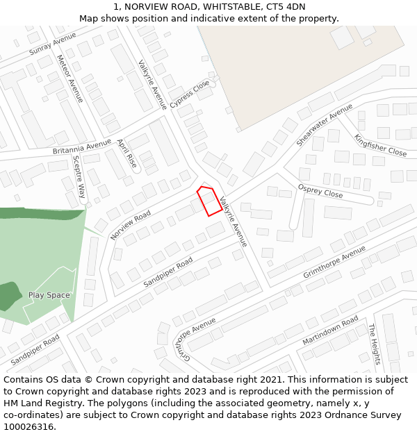 1, NORVIEW ROAD, WHITSTABLE, CT5 4DN: Location map and indicative extent of plot