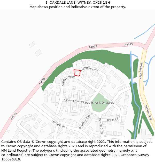 1, OAKDALE LANE, WITNEY, OX28 1GH: Location map and indicative extent of plot