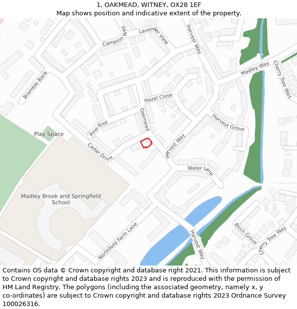 1, OAKMEAD, WITNEY, OX28 1EF: Location map and indicative extent of plot