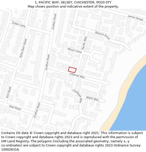 1, PACIFIC WAY, SELSEY, CHICHESTER, PO20 0TY: Location map and indicative extent of plot