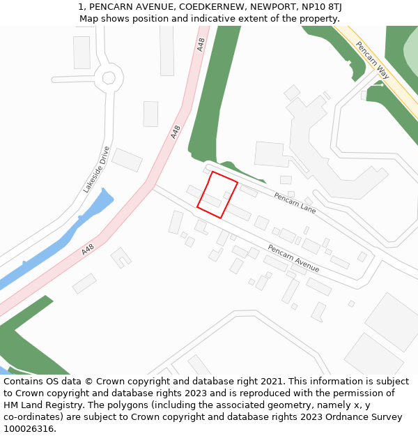 1, PENCARN AVENUE, COEDKERNEW, NEWPORT, NP10 8TJ: Location map and indicative extent of plot