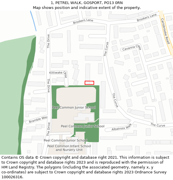 1, PETREL WALK, GOSPORT, PO13 0RN: Location map and indicative extent of plot