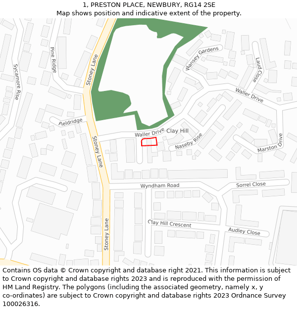 1, PRESTON PLACE, NEWBURY, RG14 2SE: Location map and indicative extent of plot