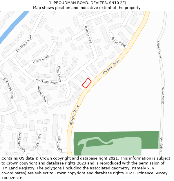 1, PROUDMAN ROAD, DEVIZES, SN10 2EJ: Location map and indicative extent of plot