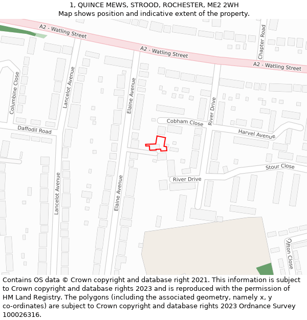 1, QUINCE MEWS, STROOD, ROCHESTER, ME2 2WH: Location map and indicative extent of plot