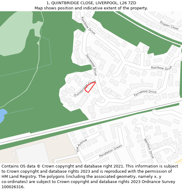 1, QUINTBRIDGE CLOSE, LIVERPOOL, L26 7ZD: Location map and indicative extent of plot