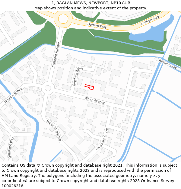 1, RAGLAN MEWS, NEWPORT, NP10 8UB: Location map and indicative extent of plot