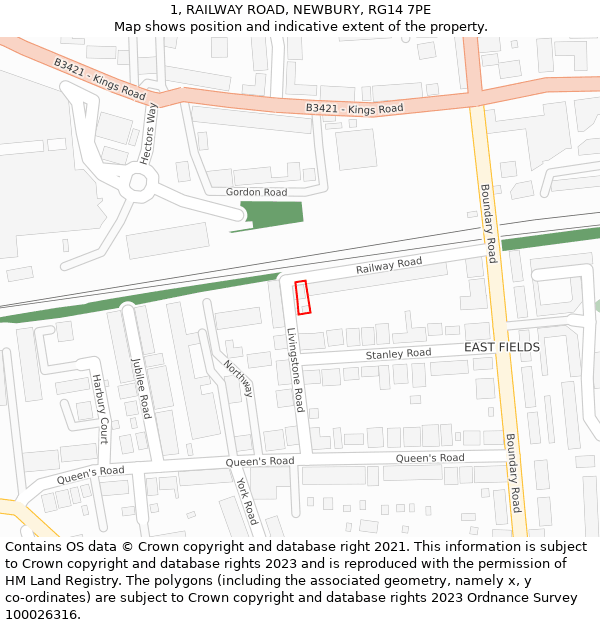 1, RAILWAY ROAD, NEWBURY, RG14 7PE: Location map and indicative extent of plot