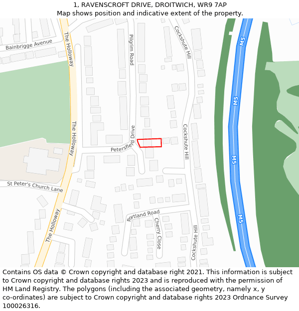 1, RAVENSCROFT DRIVE, DROITWICH, WR9 7AP: Location map and indicative extent of plot