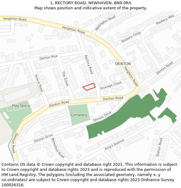 1, RECTORY ROAD, NEWHAVEN, BN9 0RA: Location map and indicative extent of plot