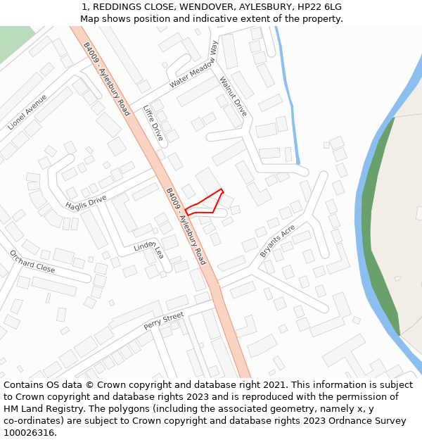 1, REDDINGS CLOSE, WENDOVER, AYLESBURY, HP22 6LG: Location map and indicative extent of plot