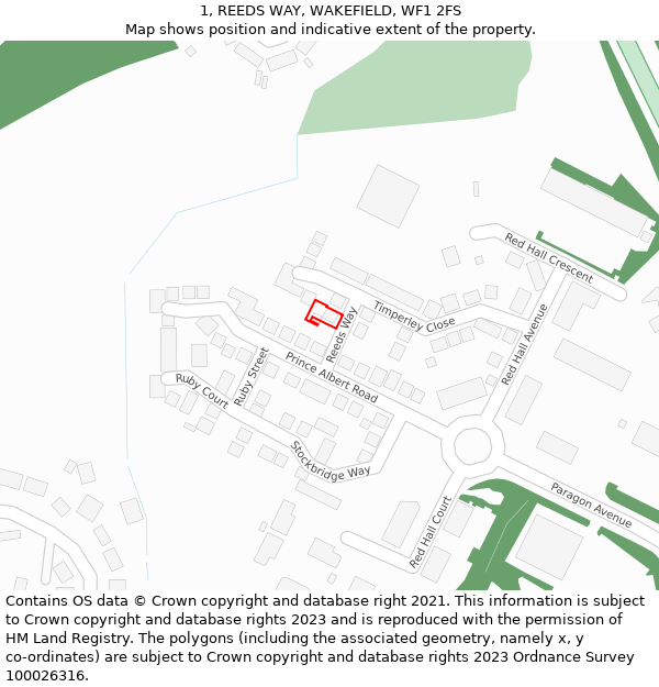 1, REEDS WAY, WAKEFIELD, WF1 2FS: Location map and indicative extent of plot