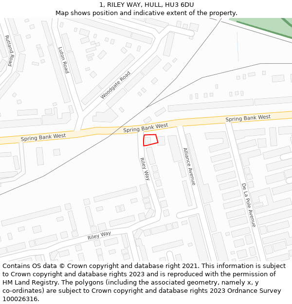 1, RILEY WAY, HULL, HU3 6DU: Location map and indicative extent of plot