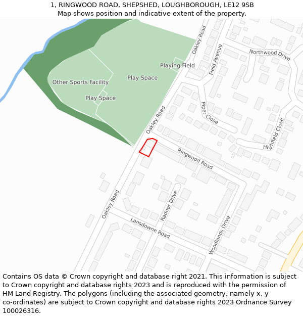 1, RINGWOOD ROAD, SHEPSHED, LOUGHBOROUGH, LE12 9SB: Location map and indicative extent of plot