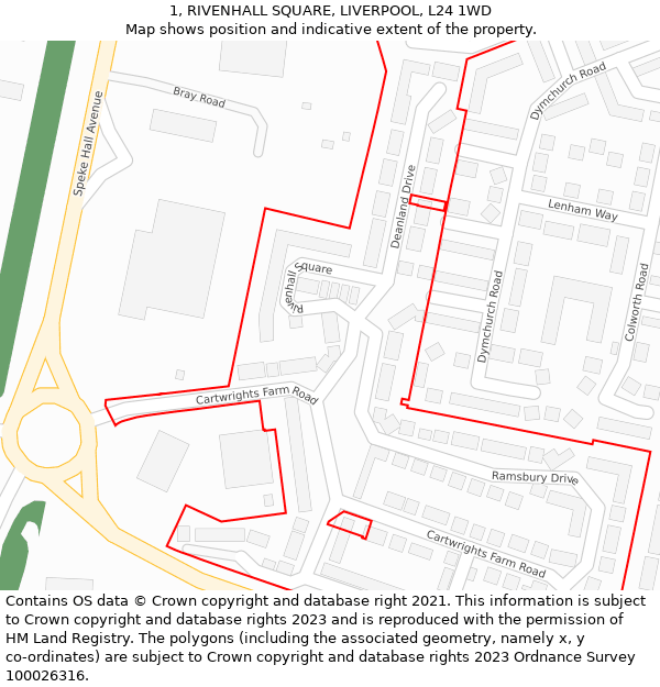 1, RIVENHALL SQUARE, LIVERPOOL, L24 1WD: Location map and indicative extent of plot