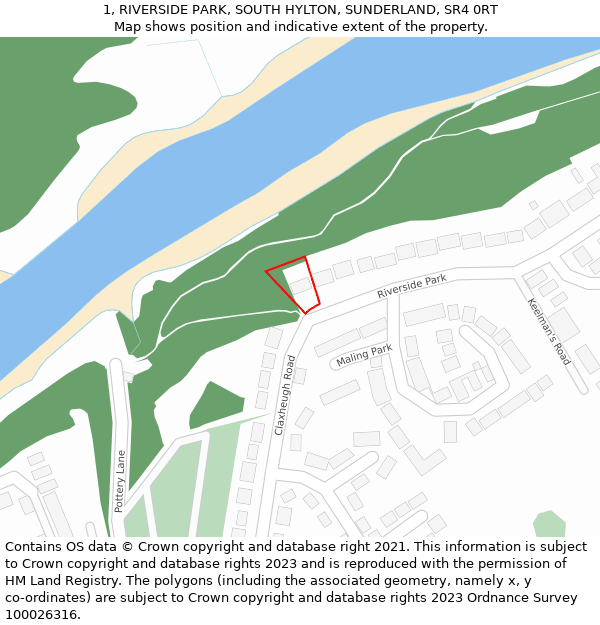 1, RIVERSIDE PARK, SOUTH HYLTON, SUNDERLAND, SR4 0RT: Location map and indicative extent of plot