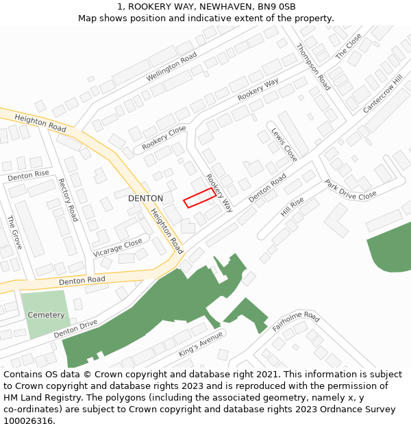 1, ROOKERY WAY, NEWHAVEN, BN9 0SB: Location map and indicative extent of plot