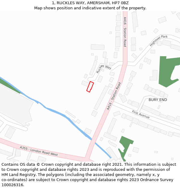 1, RUCKLES WAY, AMERSHAM, HP7 0BZ: Location map and indicative extent of plot