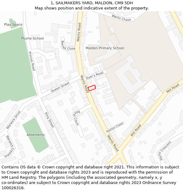 1, SAILMAKERS YARD, MALDON, CM9 5DH: Location map and indicative extent of plot