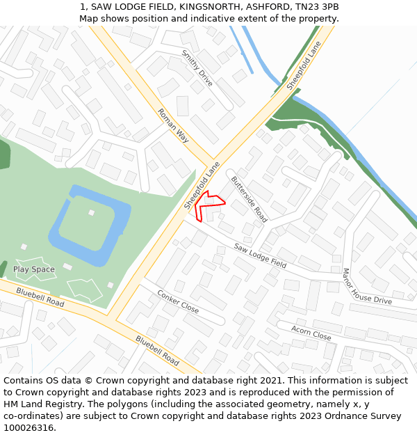 1, SAW LODGE FIELD, KINGSNORTH, ASHFORD, TN23 3PB: Location map and indicative extent of plot